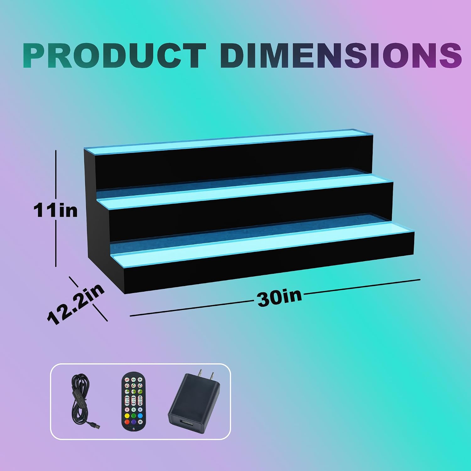 3-Tier 30-Inch LED Liquor Bottle Display Shelf