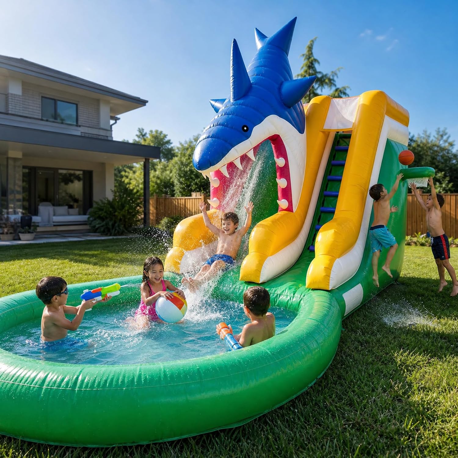 Inflatable Shark Water Slide