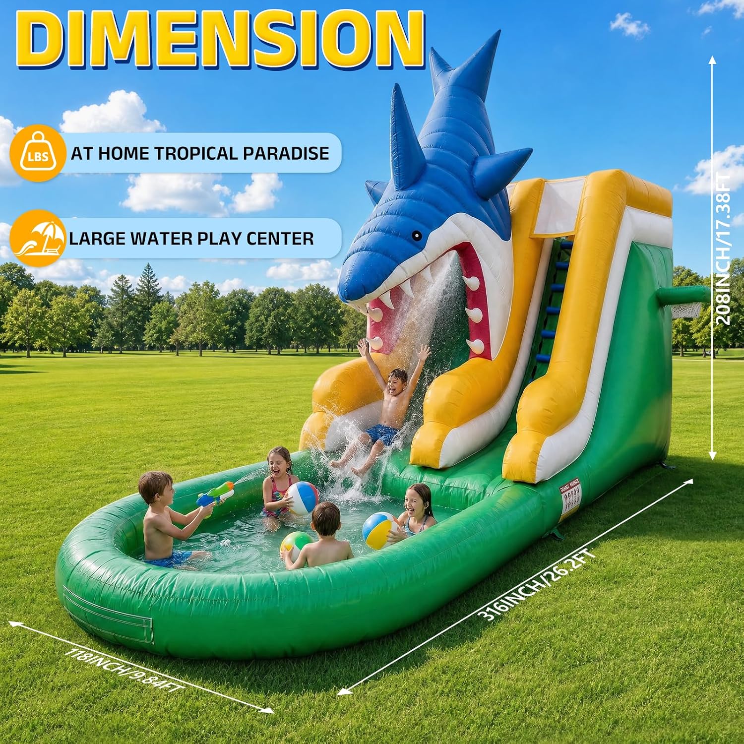 Inflatable Shark Water Slide
